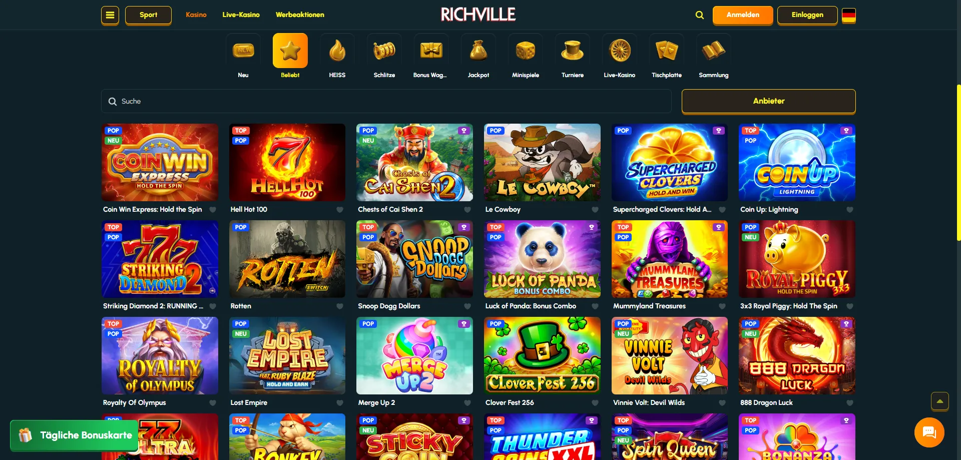 Richville Casino Spielautomaten – über 5.000 Slots online spielen