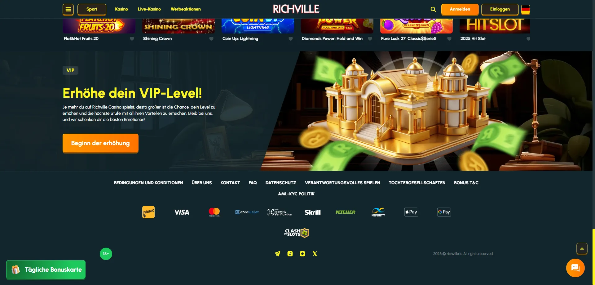Richville Casino Zahlungsmethoden – Ein- und Auszahlungen in Österreich