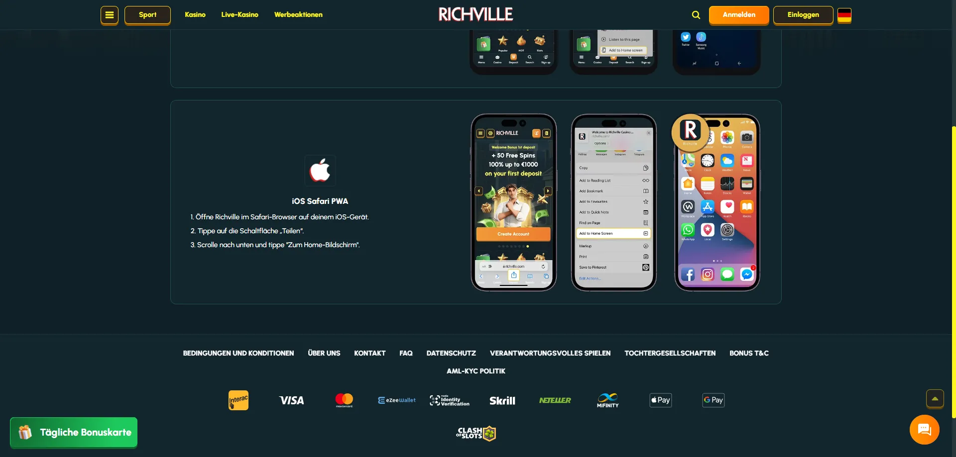 Richville Casino App – Mobile Nutzung und Browser-Version für AT