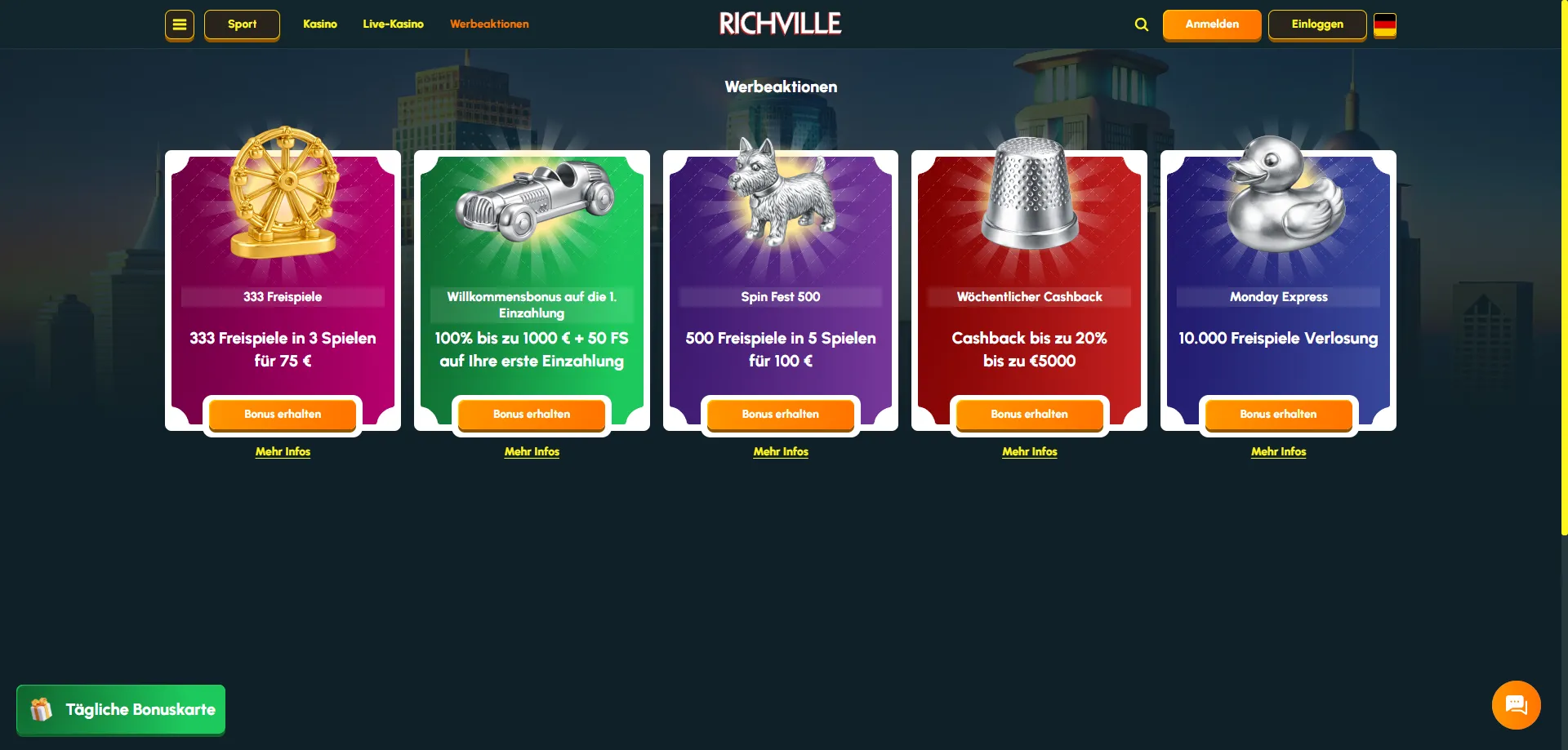 Richville Casino Bonusangebote 2026 – Willkommenspaket und Freispiele