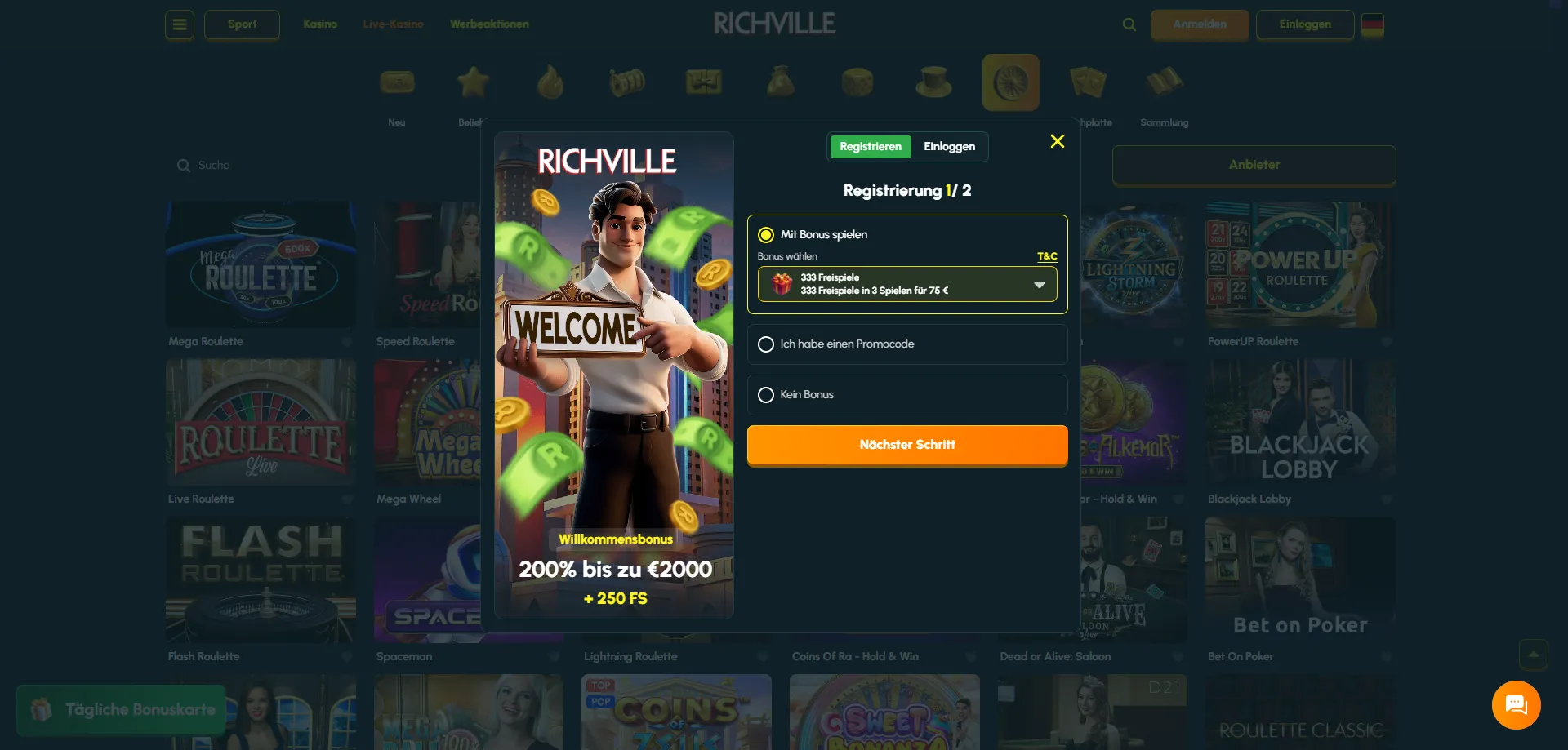 Richville Casino Registrierung – Konto erstellen in Österreich